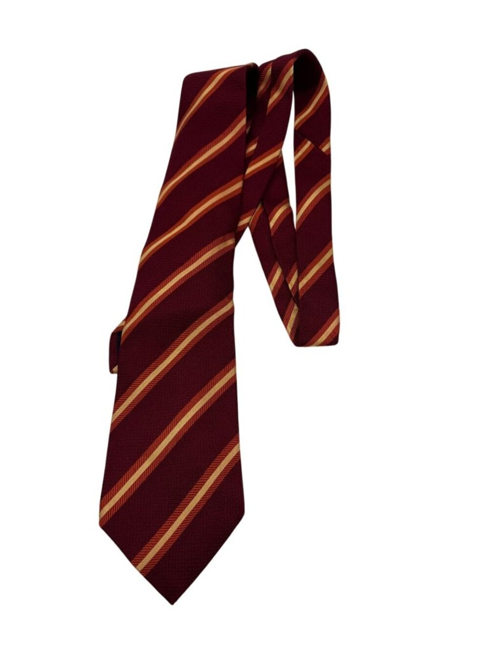Olimpo Burgundy Yellow Woven Striped 100% Silk Harry Potter Gryffindor Tie 58 in